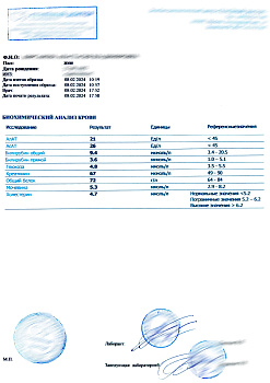 Биохимический анализ крови (форма 228/у)